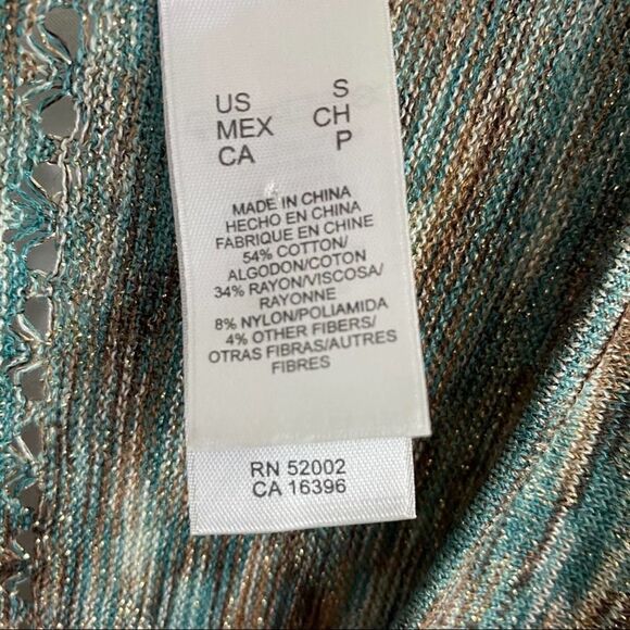 Emma E James Metallic Multi Color Knitted Winged Sleeve Sweater Size Small - Picture 10 of 10